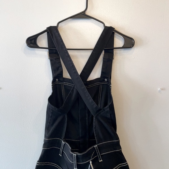 Black Denim Zip-up Overalls - Picture 4 of 5